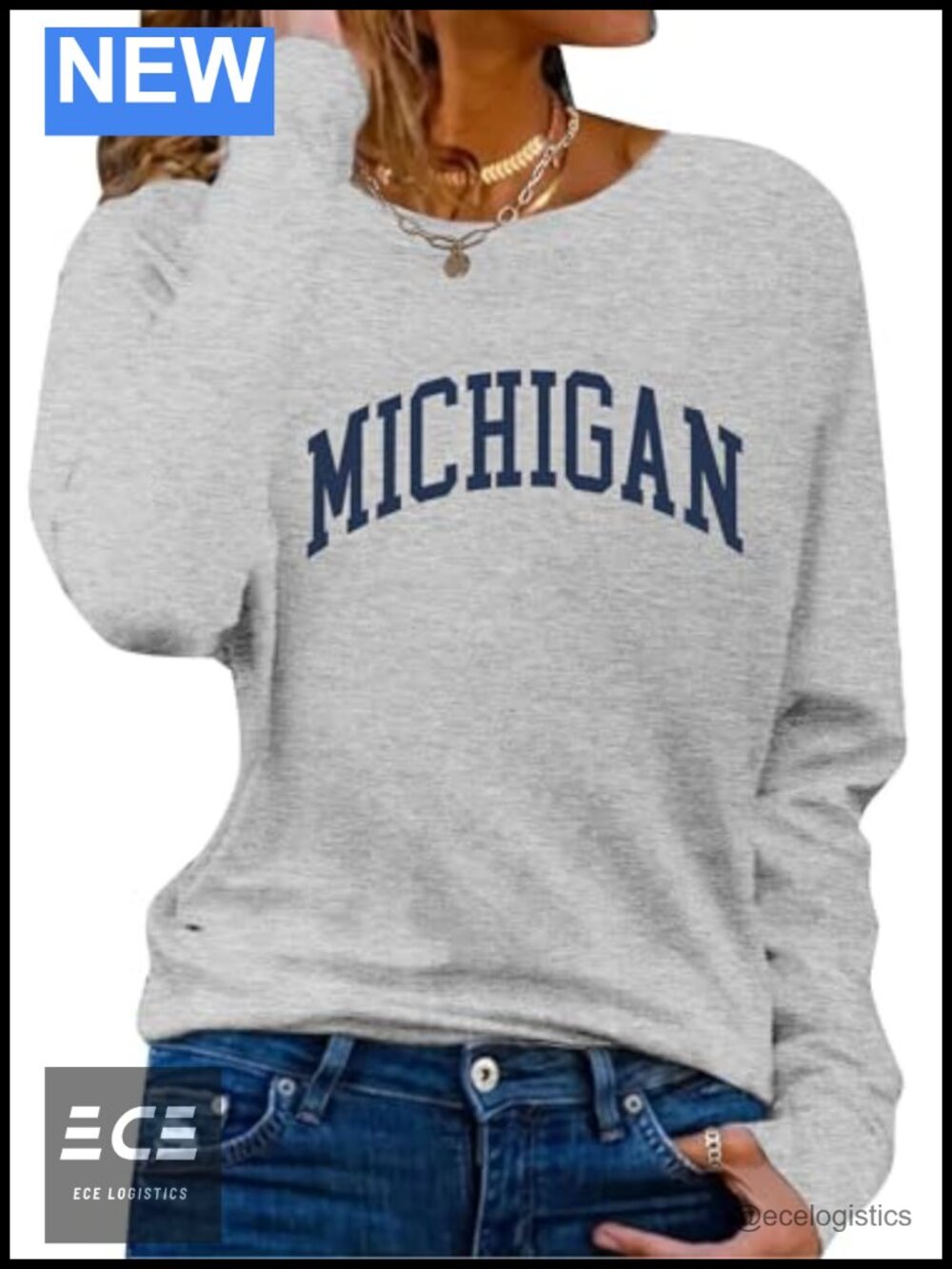 Hilinker Long Sleeve Graphic Tee Loose Crew Neck Casual T Shirt